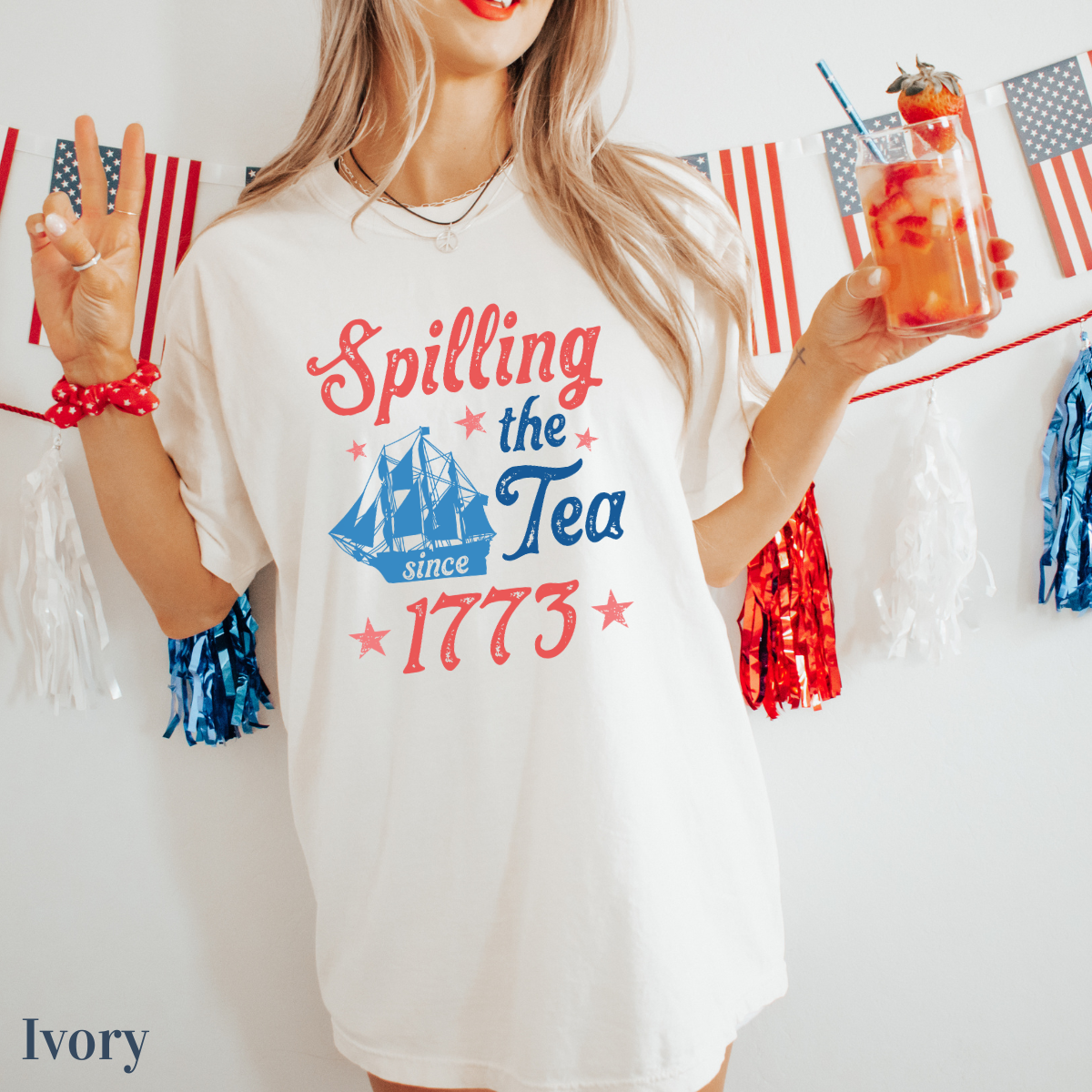 Spill the Tea T-Shirt USA, Boston Tea Party, Red White and Blue, America T-Shirt, Women's 4th of July, Fourth of July Shirt T-Shirt, 1776 Tee