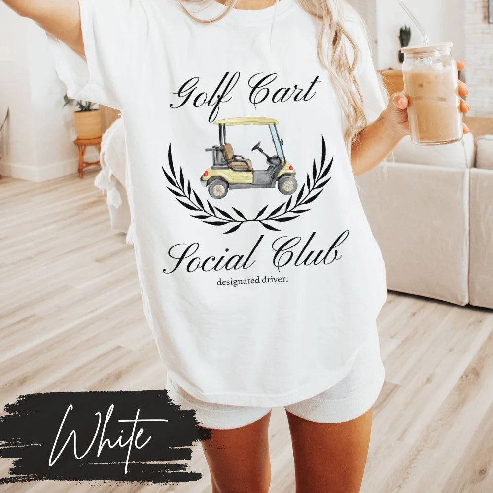 Golf Cart Social Club T-Shirt, Golf Wives Social Club, Preppy Golf Mama Mom Shirt, Golf Coquette Vintage, Designated Driver