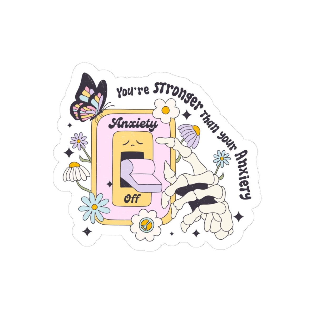 Mental Health Self Care Anxiety Sticker, Mental Health Sticker, Retro Sticker, Funny Stickers, Water Bottle Kindle Stickers