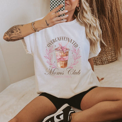 Over-caffeinated Mom's Club, Social Club T-shirt, Iced Coffee Life, Coffee Coquette Tee, Anti-Social Club, Gift for Coffee Lover, Mama Shirt