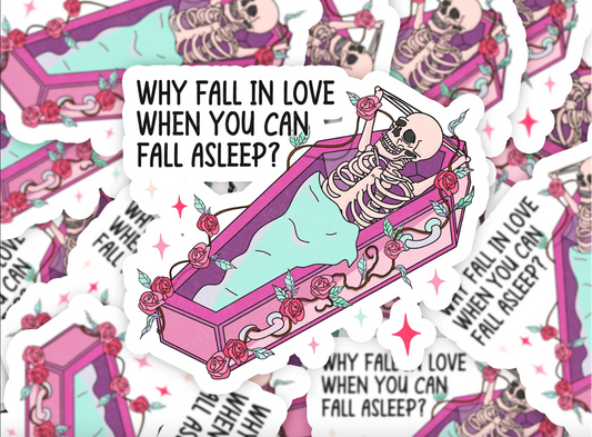 Valentines Sticker, Waterbottle Sticker, Funny Sticker, Retro Sticker, Coffin Sticker, Valentines Day, Love Sticker, I Love Sleep,