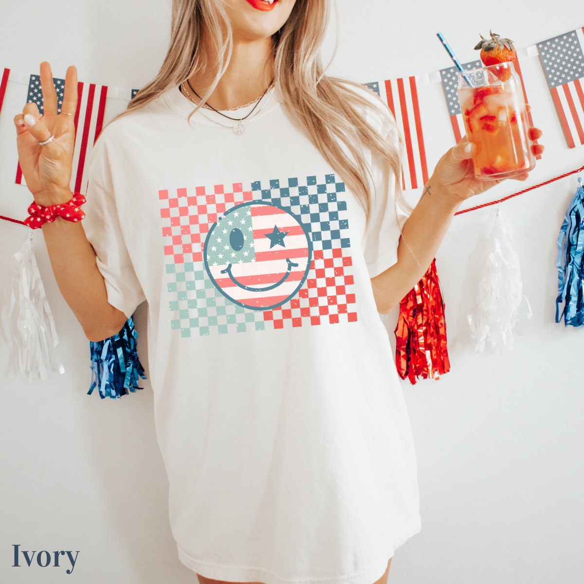 Retro Smiley Face America USA Flag Shirt, 4th of July Shirt, American Tshirt, USA Comfort Colors Shirt, Usa Flag Tee, Usa Shirt, Fireworks
