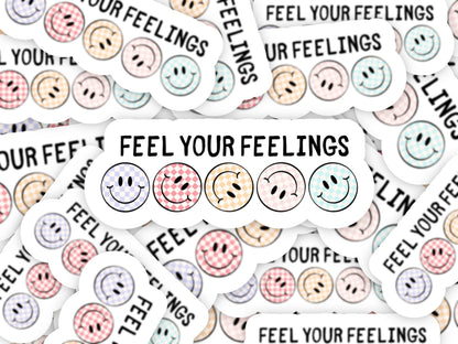 Feel Your Feelings Sticker, Mental Health Sticker, Retro Sticker, Funny Stickers, Water Bottle Stickers, Kindle Stickers, Stocking Stuffers