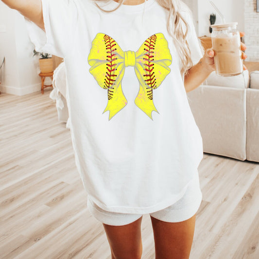 Softball Bow Shirt, Coquette Bow Shirt, Softball Mom, SB Mama, Gift for Softball Player, Softball Tshirt, Distressed Vintage Bow Shirt