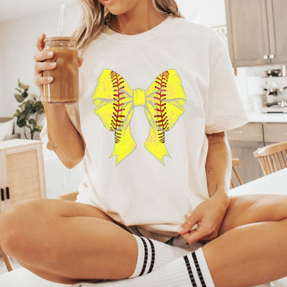 Softball Bow Shirt, Coquette Bow Shirt, Softball Mom, SB Mama, Gift for Softball Player, Softball Tshirt, Distressed Vintage Bow Shirt