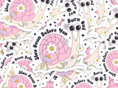 Snail Mental Health Self Care Chemical Imbalance Sticker, Mental Health Sticker, Retro Sticker, Funny Stickers, Water Bottle Kindle Stickers