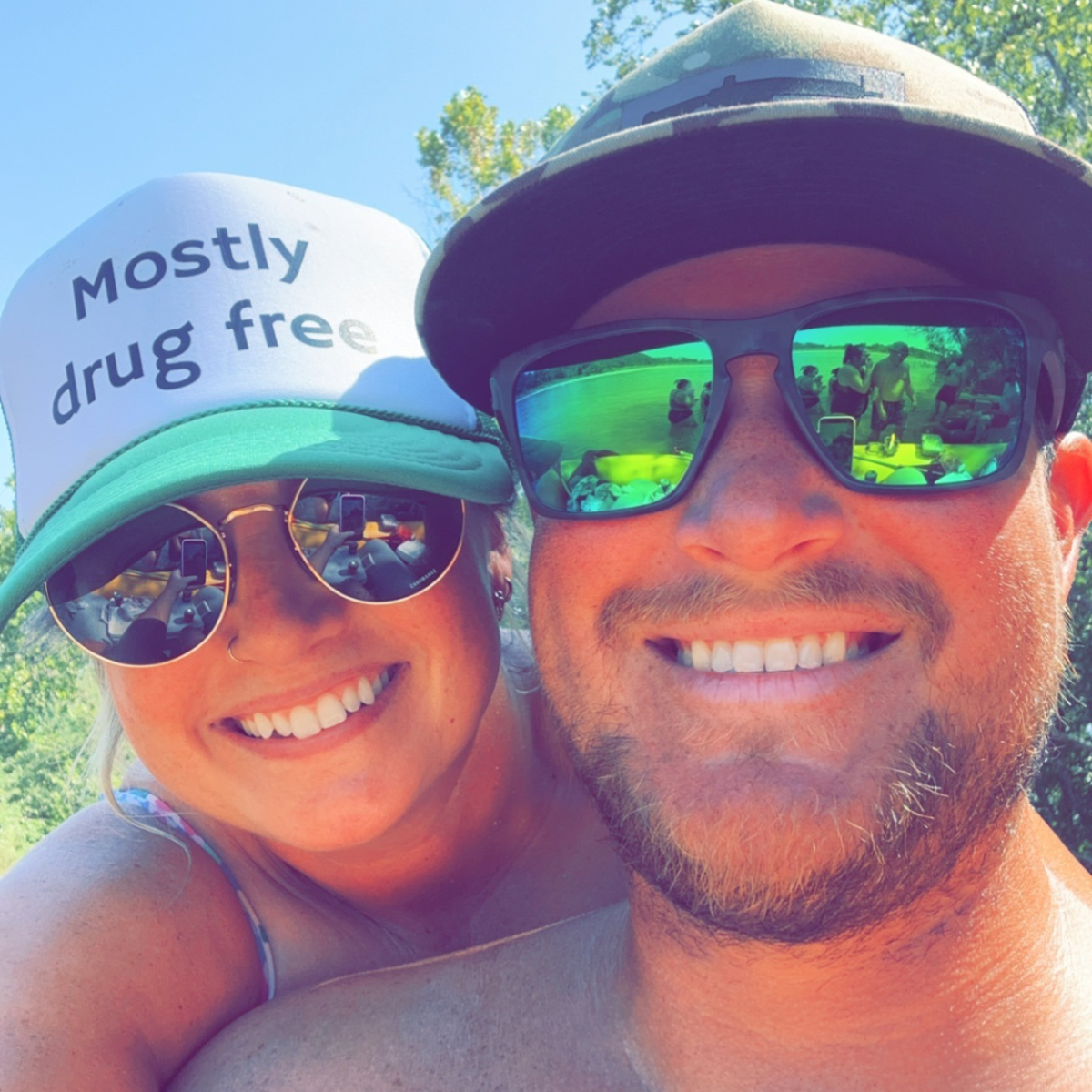Mostly Drug Free Trucker Hat – Funny Mesh Hat, Snapback Dad Hat, Sarcastic Gift, Ironic Hat for Men & Women