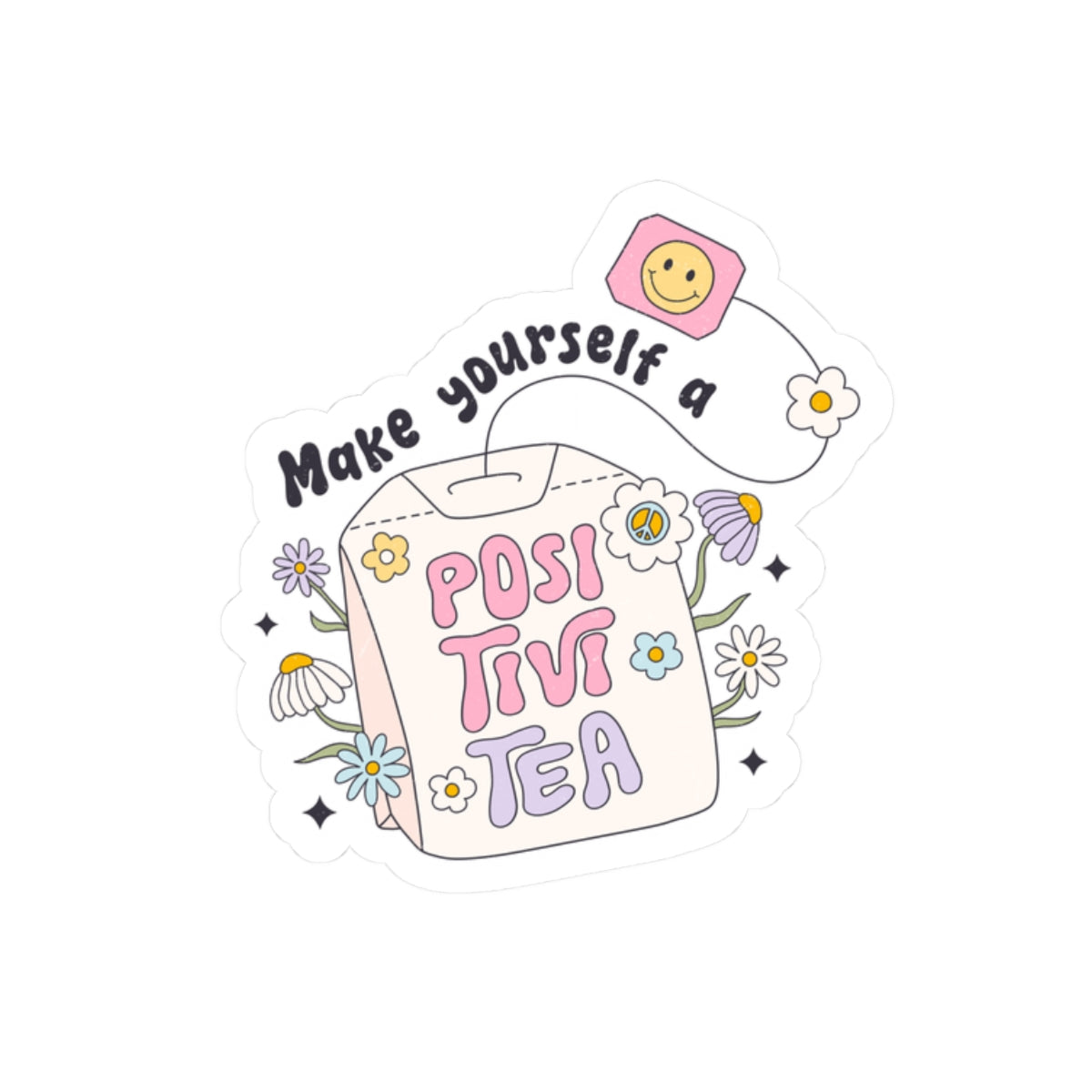 Positivi-TEA Sticker Mental Health Awareness Cozy Self Care Chemical Imbalance Sticker, Retro Funny Water Bottle Kindle Laptop Cup Sticker