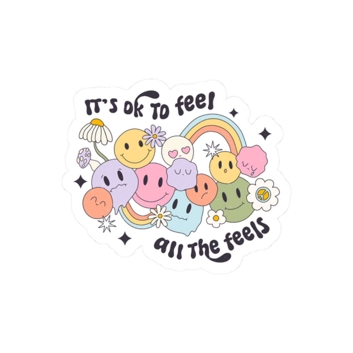 Feelings Sticker Mental Health Awareness Self Care Chemical Imbalance Sticker, Retro Funny Water Bottle Kindle Laptop Cup Sticker