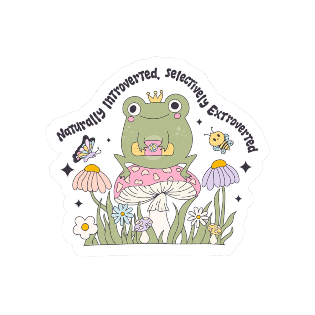 Frog Introvert Sticker Mental Health Self Care Chemical Imbalance Sticker, Mental Health Sticker, Retro Funny Water Bottle Kindle Stickers