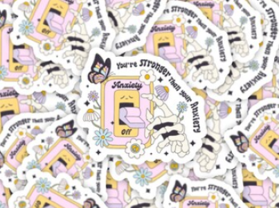 Mental Health Self Care Anxiety Sticker, Mental Health Sticker, Retro Sticker, Funny Stickers, Water Bottle Kindle Stickers