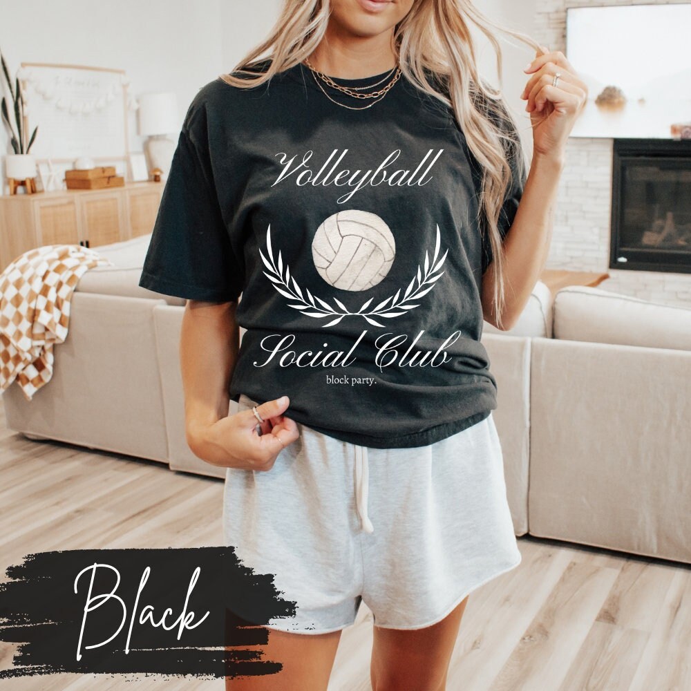 Volleyball Social Club T-Shirt, Volleyball Mom Social Club, Preppy Volleyball Fan Mama Mom Shirt, Volleyball Coquette Vintage, Block Party