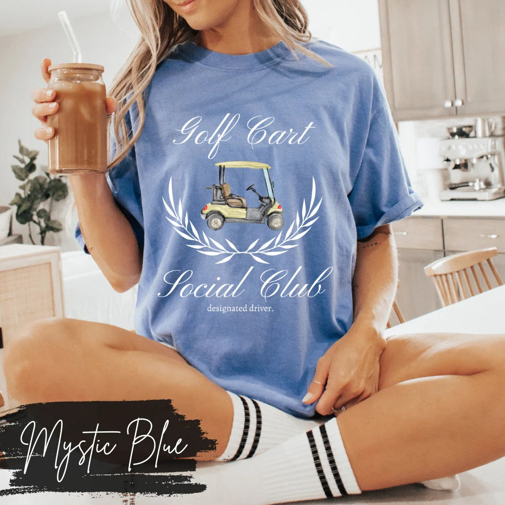 Golf Cart Social Club T-Shirt, Golf Wives Social Club, Preppy Golf Mama Mom Shirt, Golf Coquette Vintage, Designated Driver