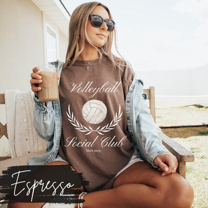 Volleyball Social Club T-Shirt, Volleyball Mom Social Club, Preppy Volleyball Fan Mama Mom Shirt, Volleyball Coquette Vintage, Block Party