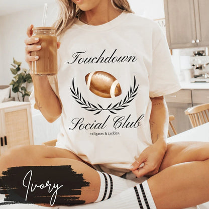 Football Social Club T-Shirt, Football Mom Social Club, Preppy Football Fan Mama Mom Shirt, Football Coquette Vintage Touchdowns and Tackles