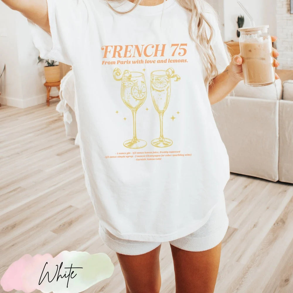 French 75 Social Club Shirt, Boozy Bachelorette Party shirt, Luxury Bachelorette Merch, Paris Social Cocktail Club, Bachelorette Party Merch