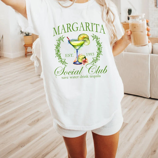 Margarita Social Club T-Shirt, Bachelorette Party Luxury T-Shirt, Summer Social Club Shirt, Social Cocktail Club, Women's Golf Shirt,