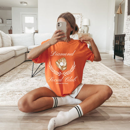 Baseball Diamond Social Club T-Shirt, Home Place Social Club, Preppy Baseball Mama Mom Shirt, Baseball Coquette Shirt Vintage