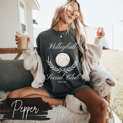 Volleyball Social Club T-Shirt, Volleyball Mom Social Club, Preppy Volleyball Fan Mama Mom Shirt, Volleyball Coquette Vintage, Block Party