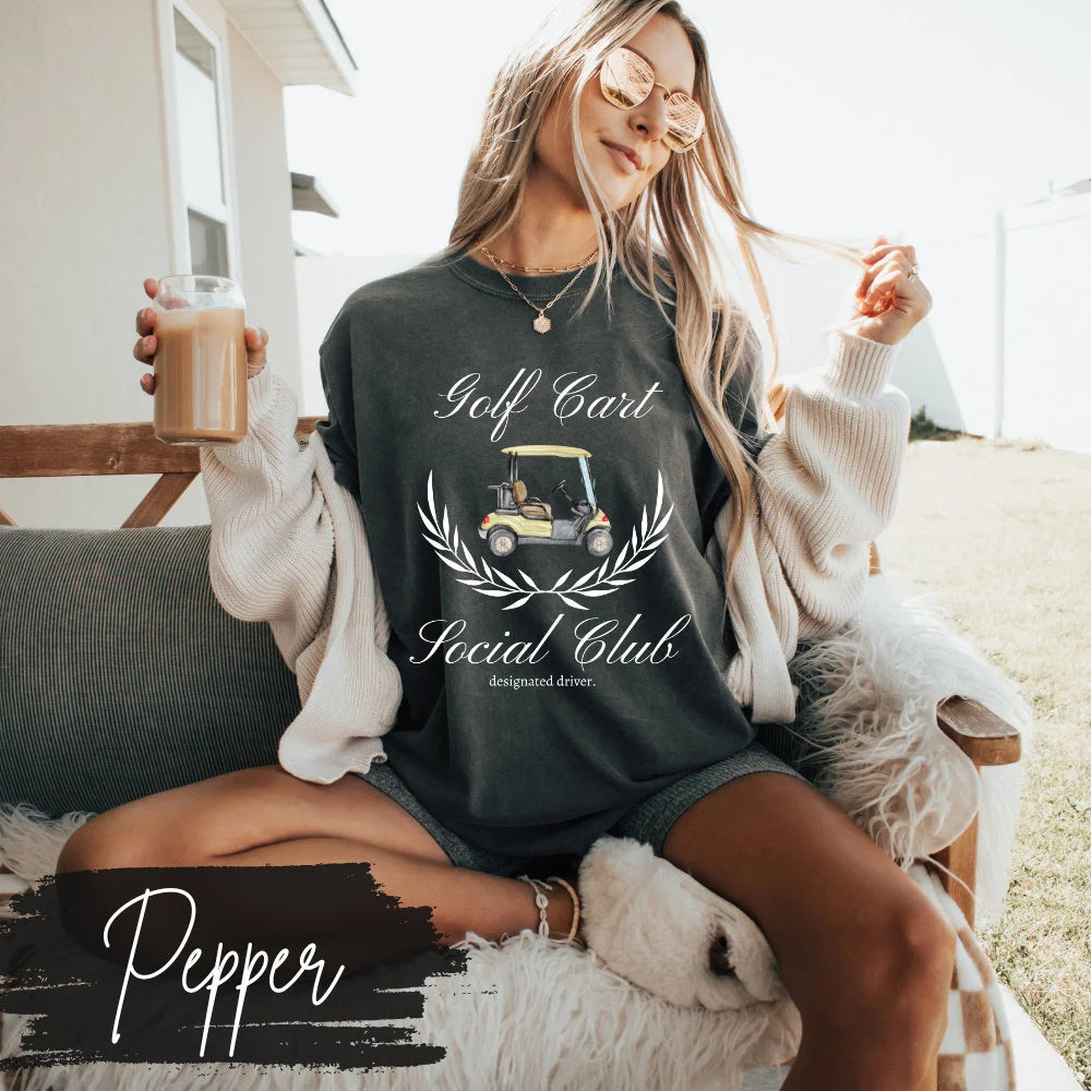 Golf Cart Social Club T-Shirt, Golf Wives Social Club, Preppy Golf Mama Mom Shirt, Golf Coquette Vintage, Designated Driver
