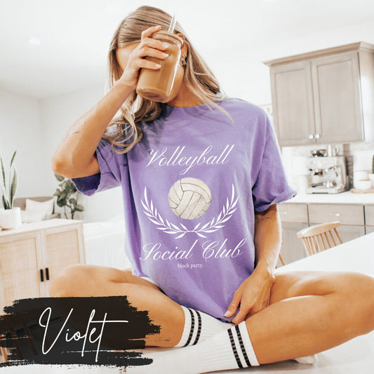 Volleyball Social Club T-Shirt, Volleyball Mom Social Club, Preppy Volleyball Fan Mama Mom Shirt, Volleyball Coquette Vintage, Block Party