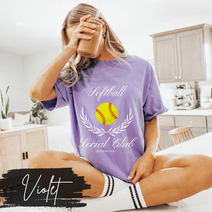 Softball Social Club T-Shirt, Softball Mom Social Club, Preppy Softball Fan Mama Mom Shirt, Softball Coquette Vintage, Pitches Be Crazy
